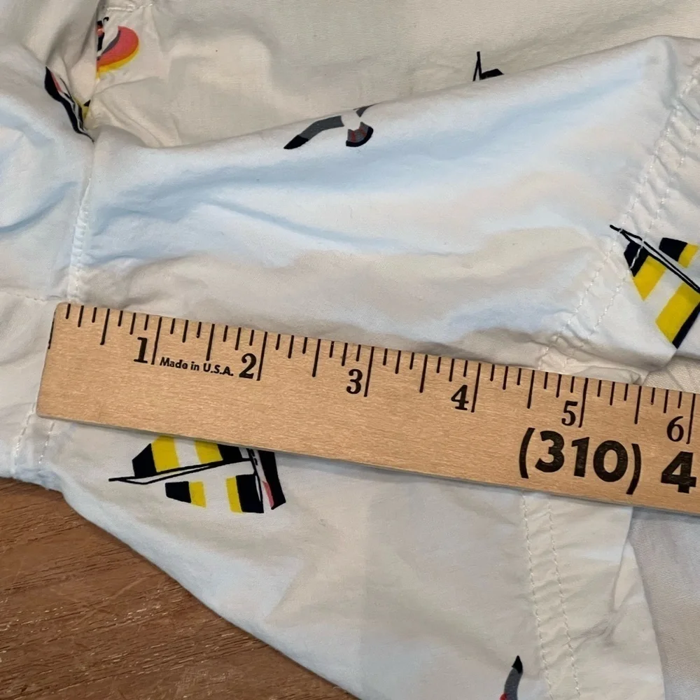 FREE PLANET White Nautical 100% Cotton Sailboat Shorts, Size S
